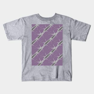 Dark gray oblique stripes on a lilac background, abstraction Kids T-Shirt